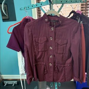 White House Black Market Deep Burgundy Utility Jacket